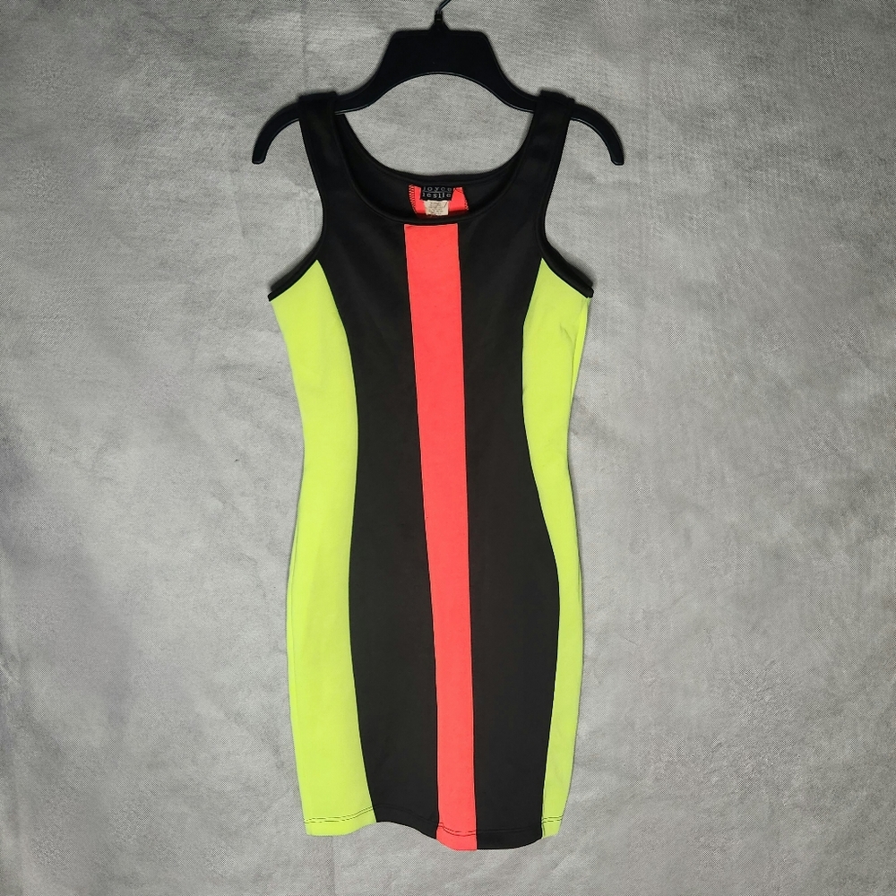 Joyce Leslie Color Block Bodycon Tank Dress Featuring A Bold Color Block Design